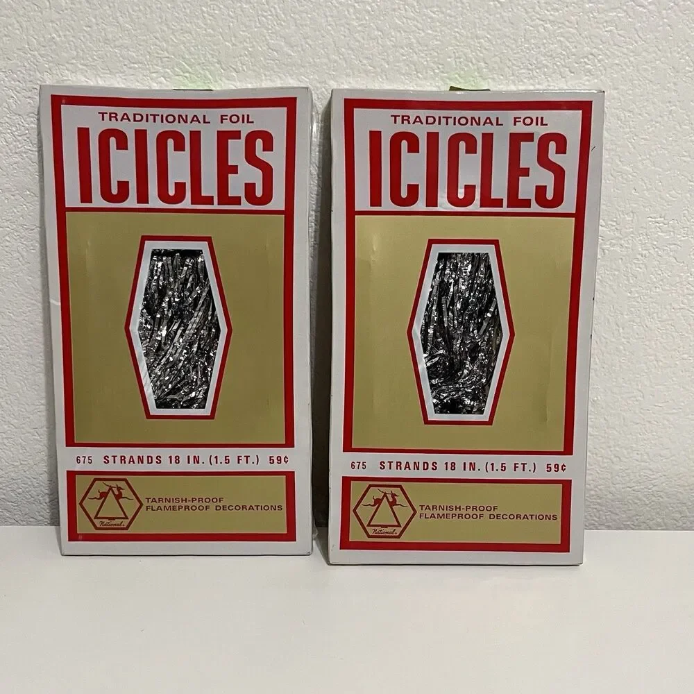 VTG National Traditional Foil Icicles Tinsel 675 Strands 18” Tarnish Proof Lot